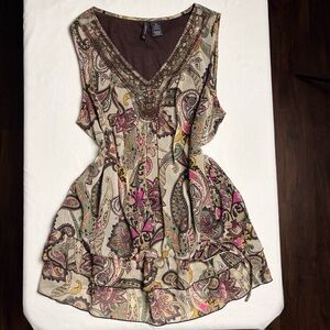 New Directions Paisley and Sequin Tank Top- XL